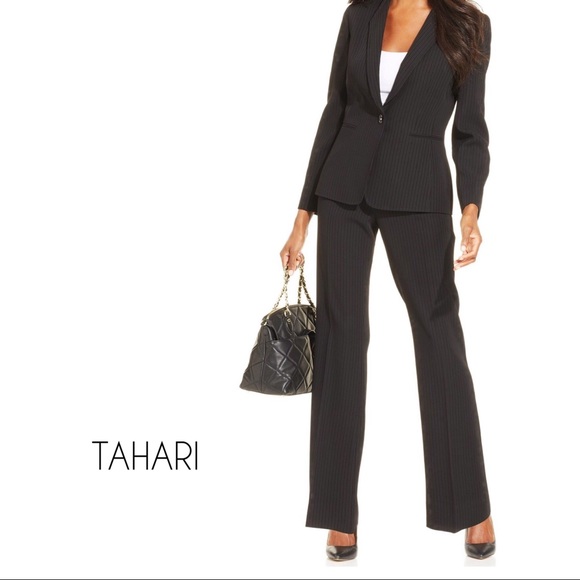tahari red pantsuit